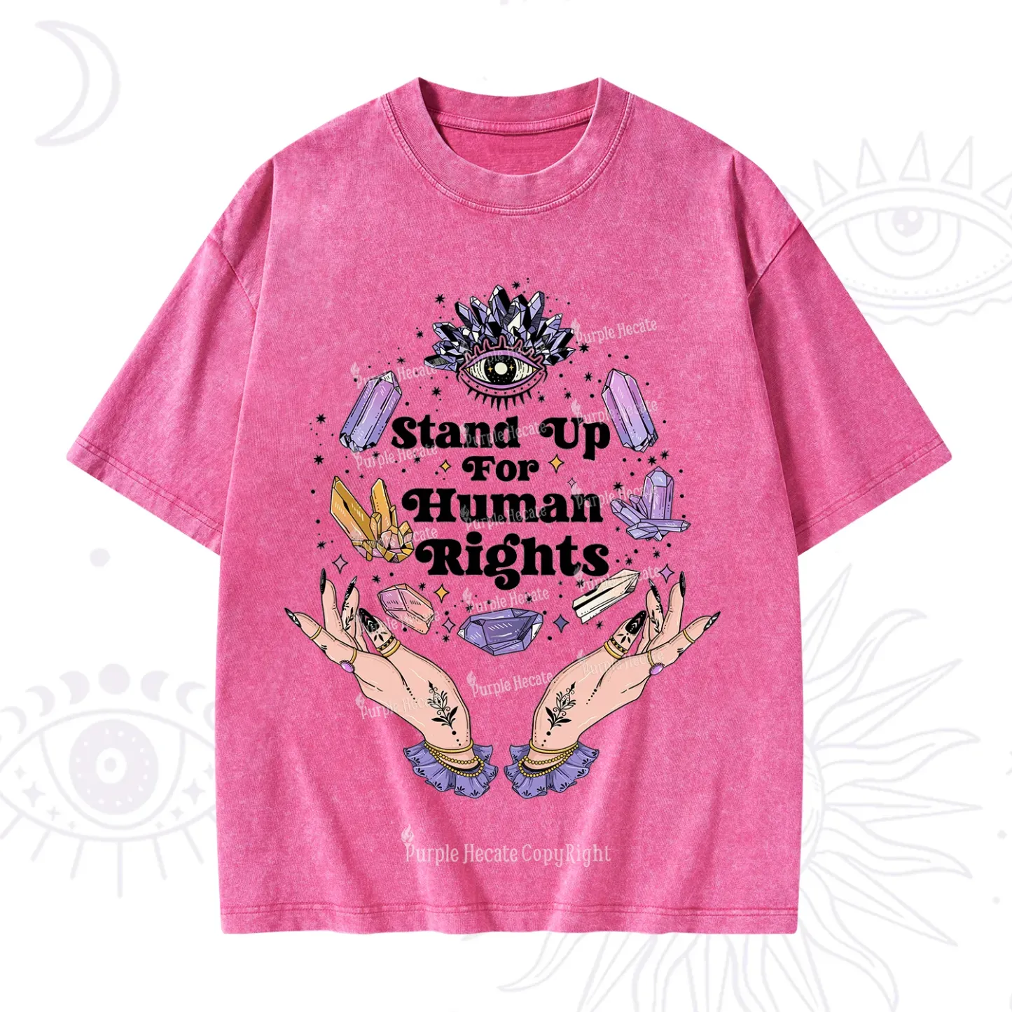 Purplehecate Stand Up For Human Rights Washed T-Shirt