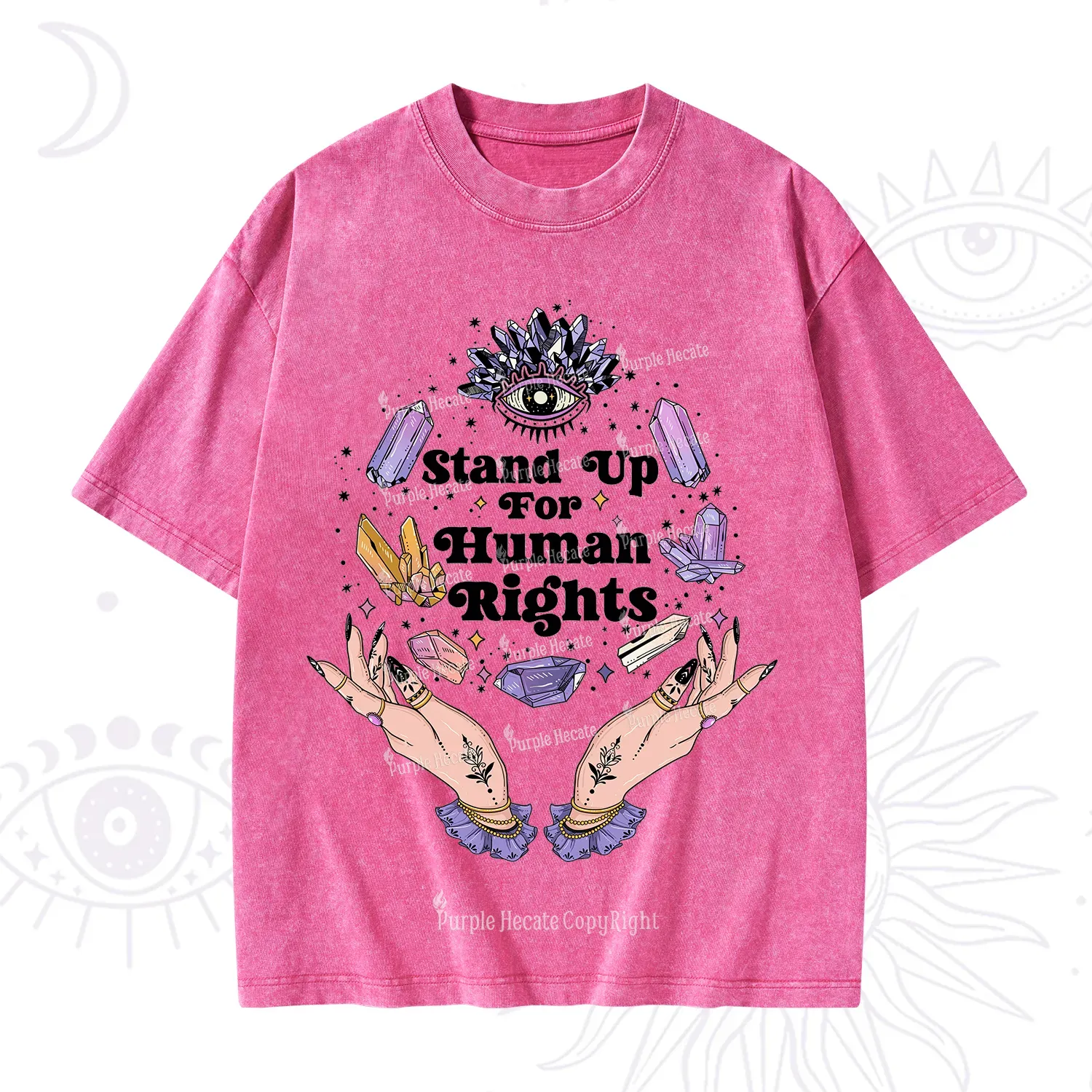 Purplehecate Stand Up For Human Rights Washed T-Shirt