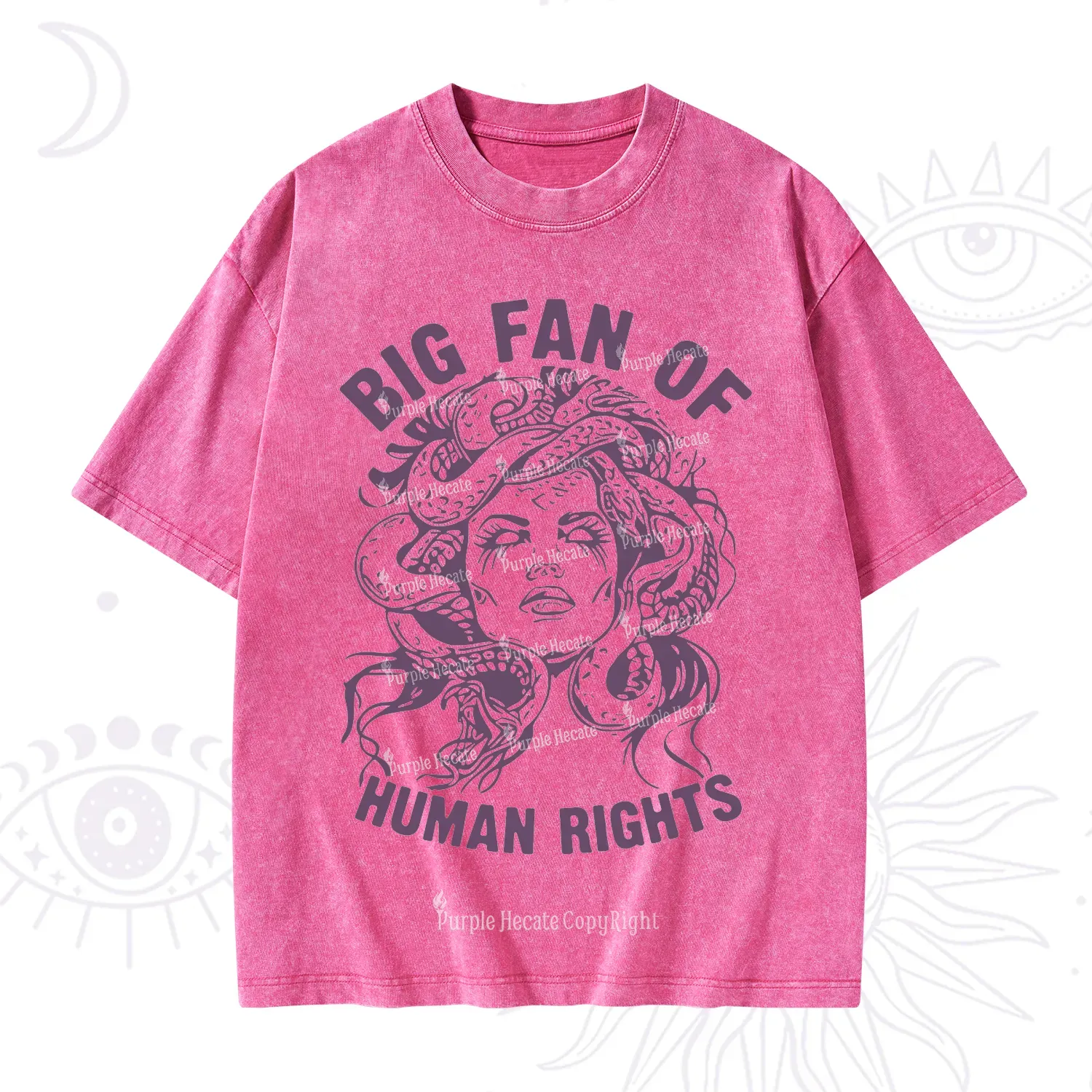 Purplehecate Big Fan of Human Rights Washed T-Shirt