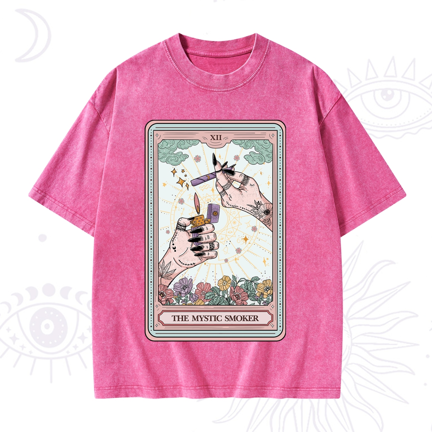 Purplehecate The Mystic Smoker Tarot Card Washed T-Shirt