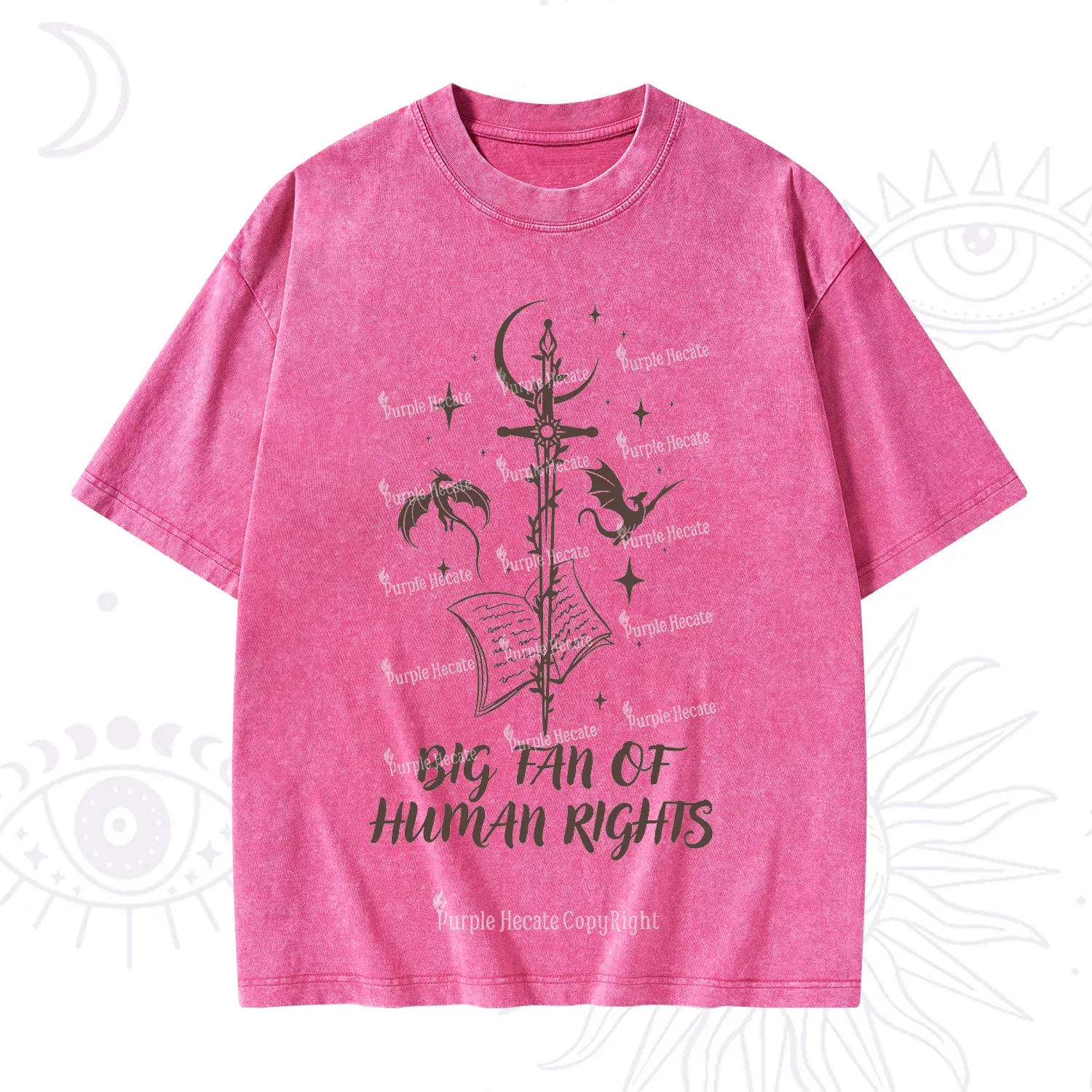 Purplehecate Big Fan Of Human Rights Washed T-Shirt