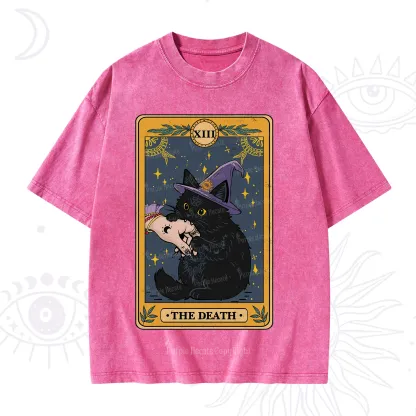Purplehecate The Black Cat Death Tarot Washed T-Shirt
