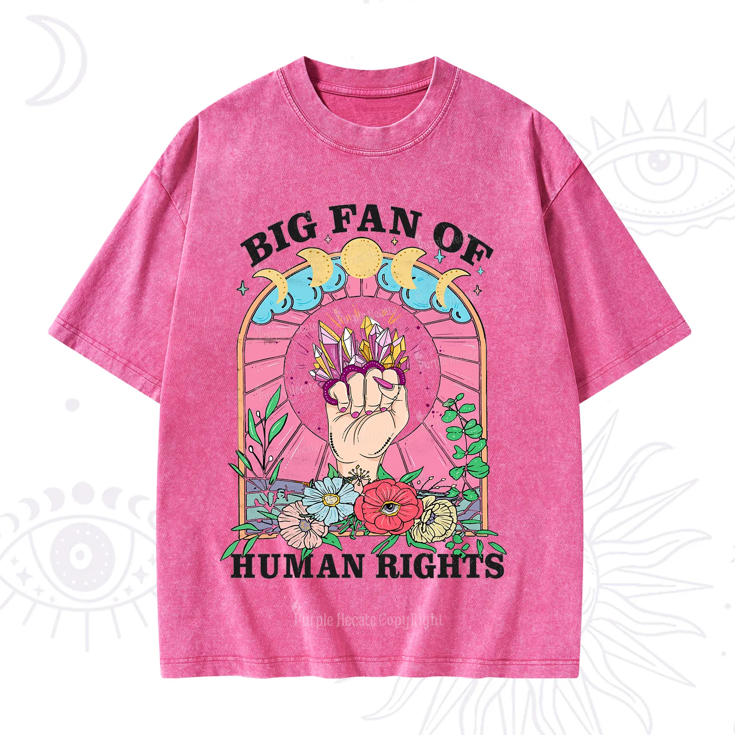 Purplehecate Big Fan of Human Rights Washed T-Shirt