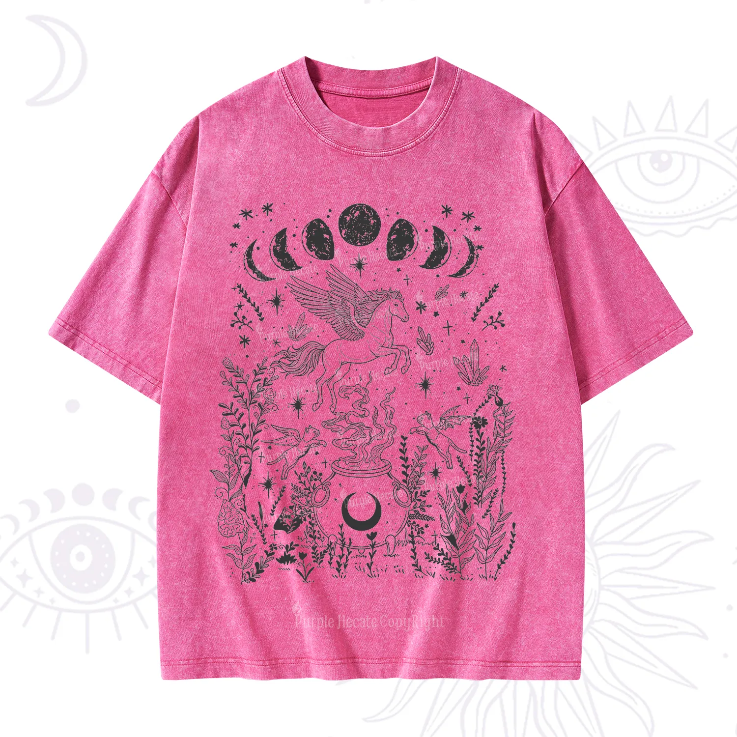 Purplehecate Celestial Pegasus Washed T-Shirt