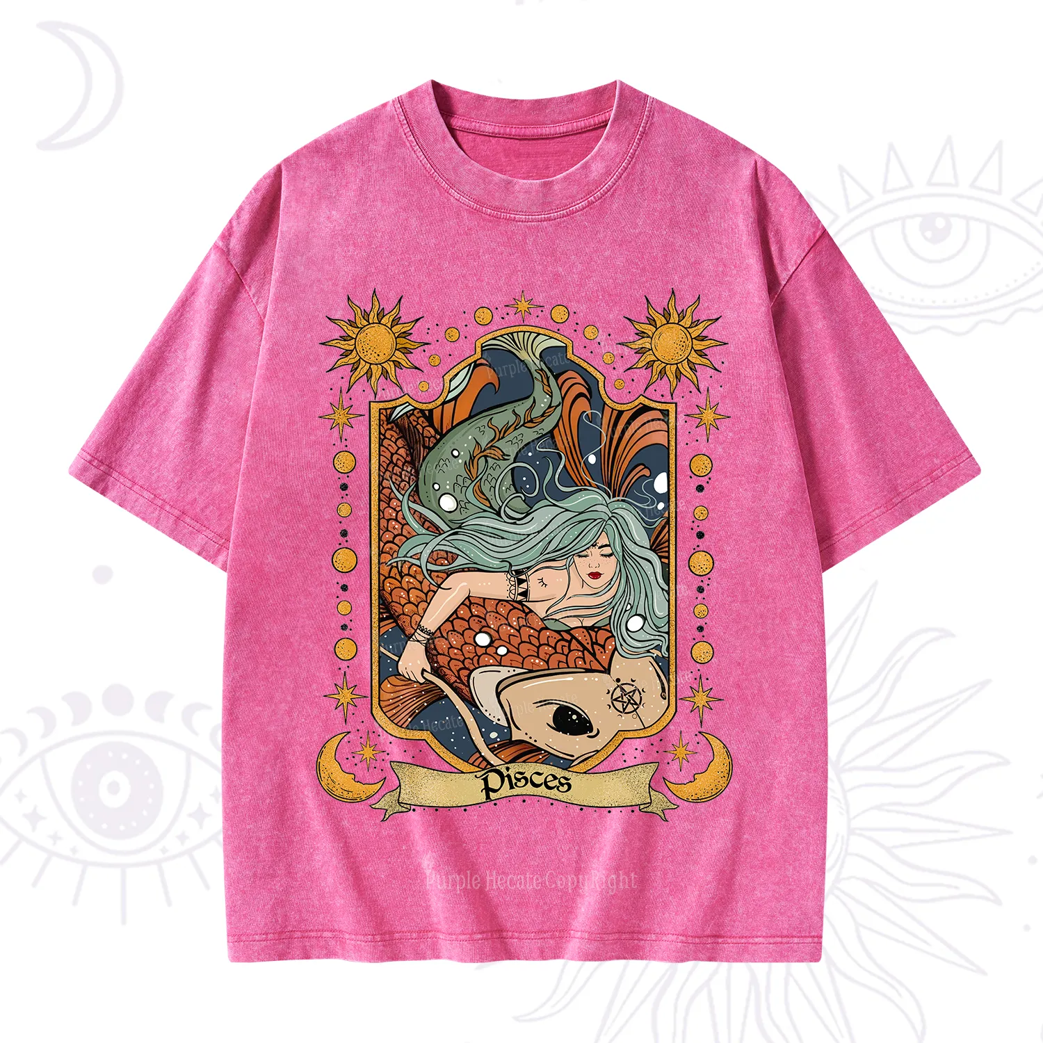 Purplehecate Mystic Pisces Zodiac Washed T-Shirt