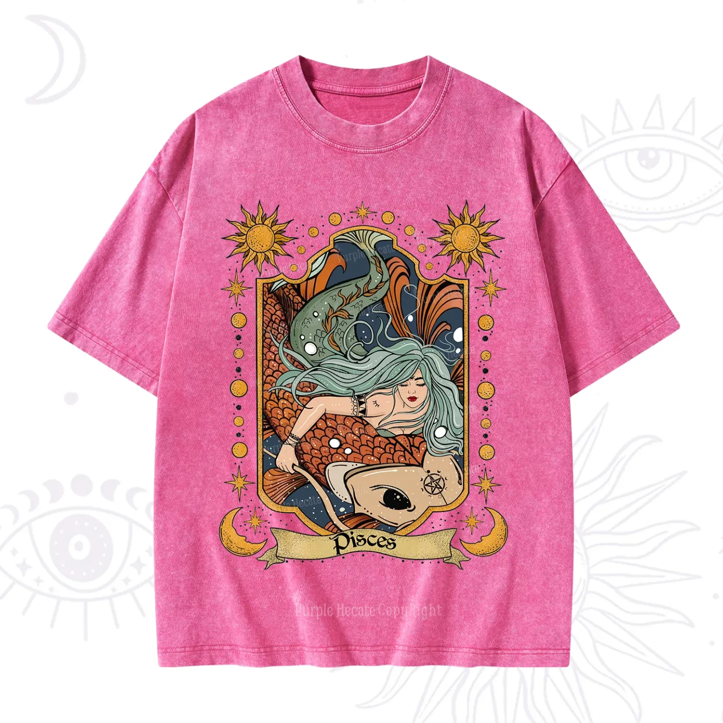 Purplehecate Mystic Pisces Zodiac Washed T-Shirt