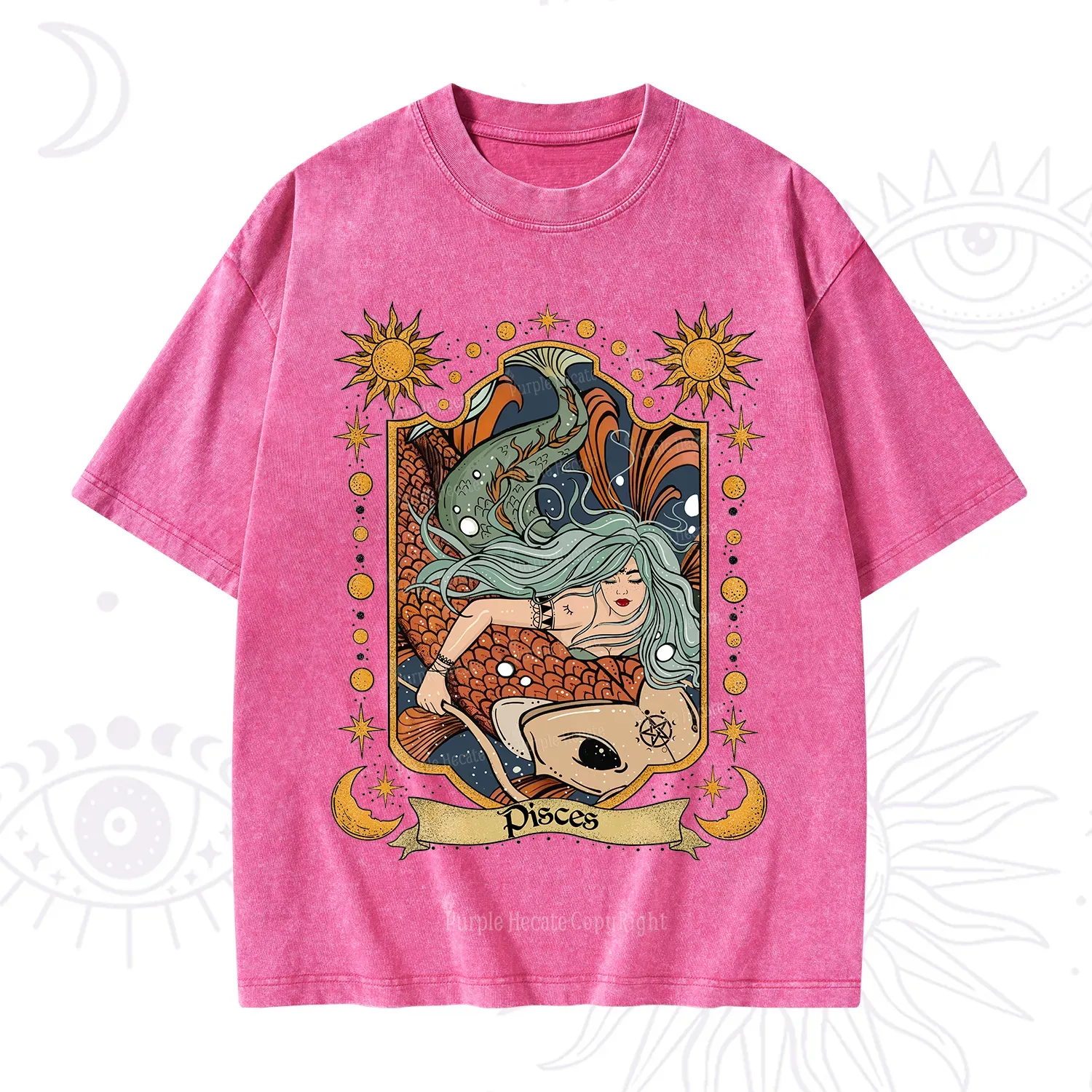 Purplehecate Mystic Pisces Zodiac Washed T-Shirt