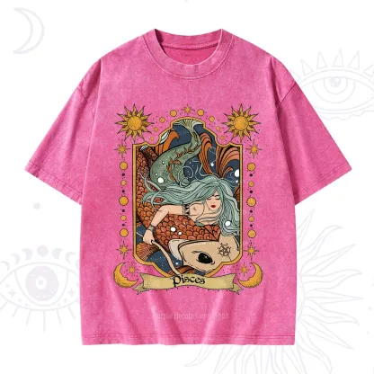 Purplehecate Mystic Pisces Zodiac Washed T-Shirt