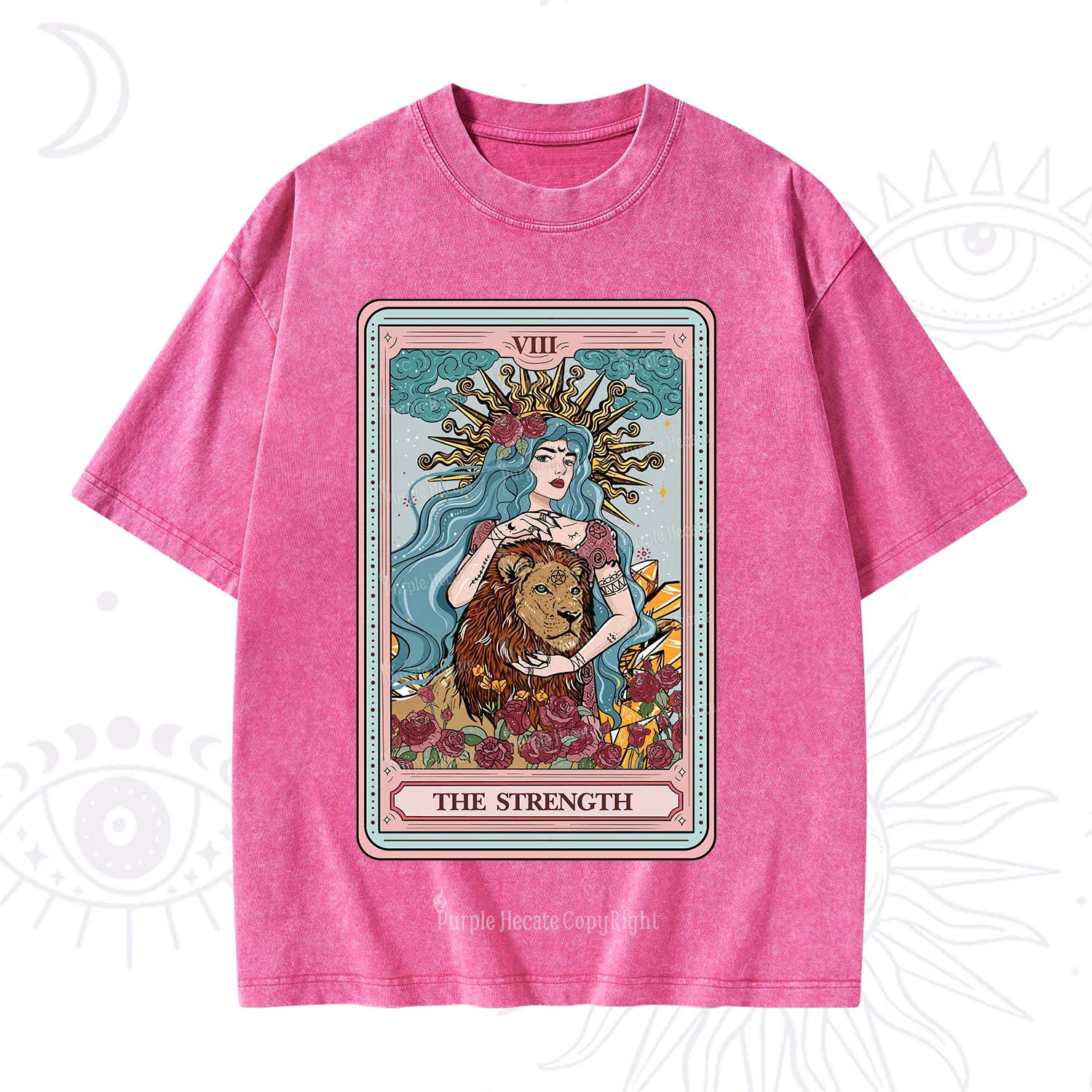 Purplehecate The Strength Tarot Card Washed T-Shirt
