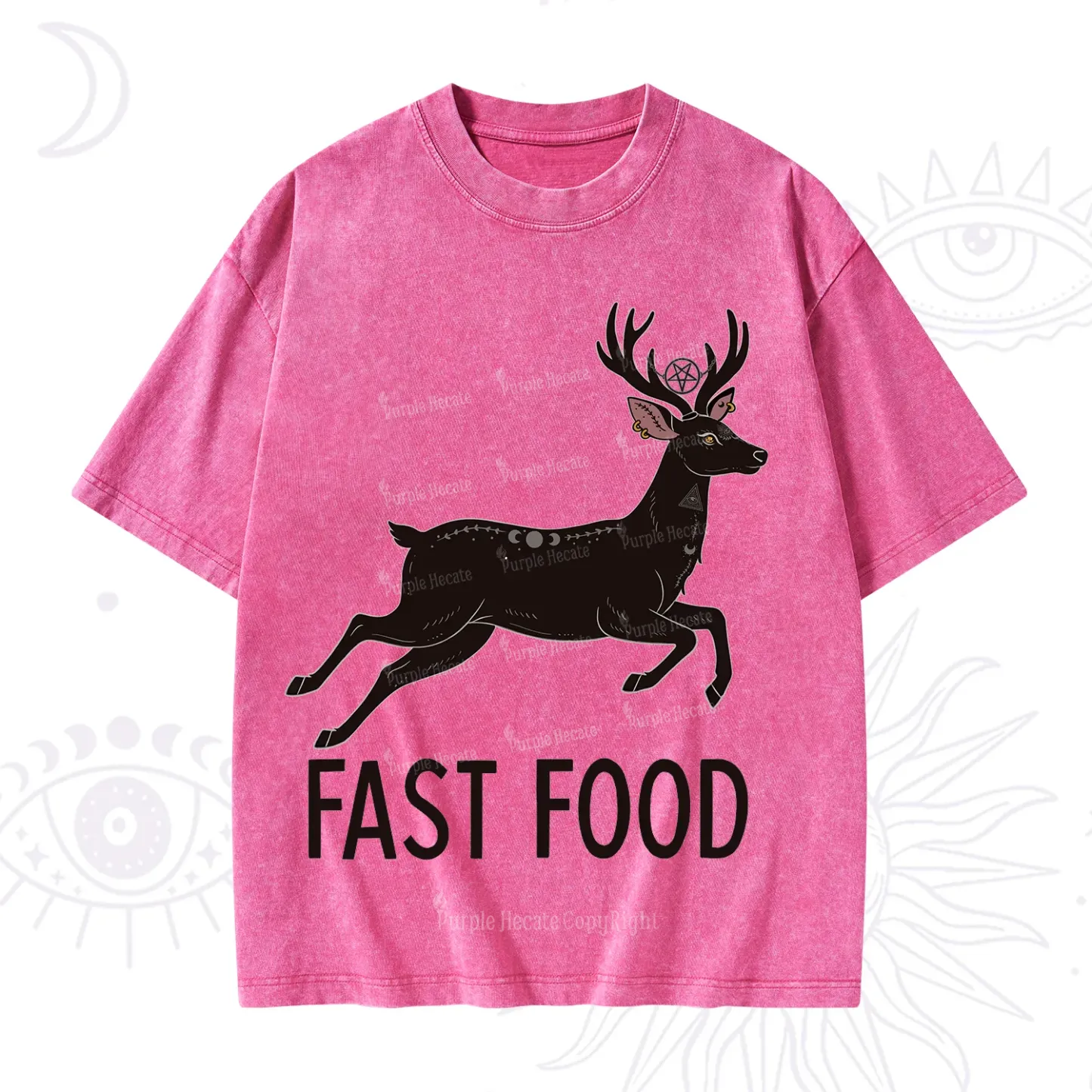 Purplehecate Fast Food Deer Washed T-Shirt