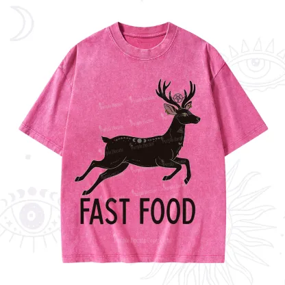 Purplehecate Fast Food Deer Washed T-Shirt