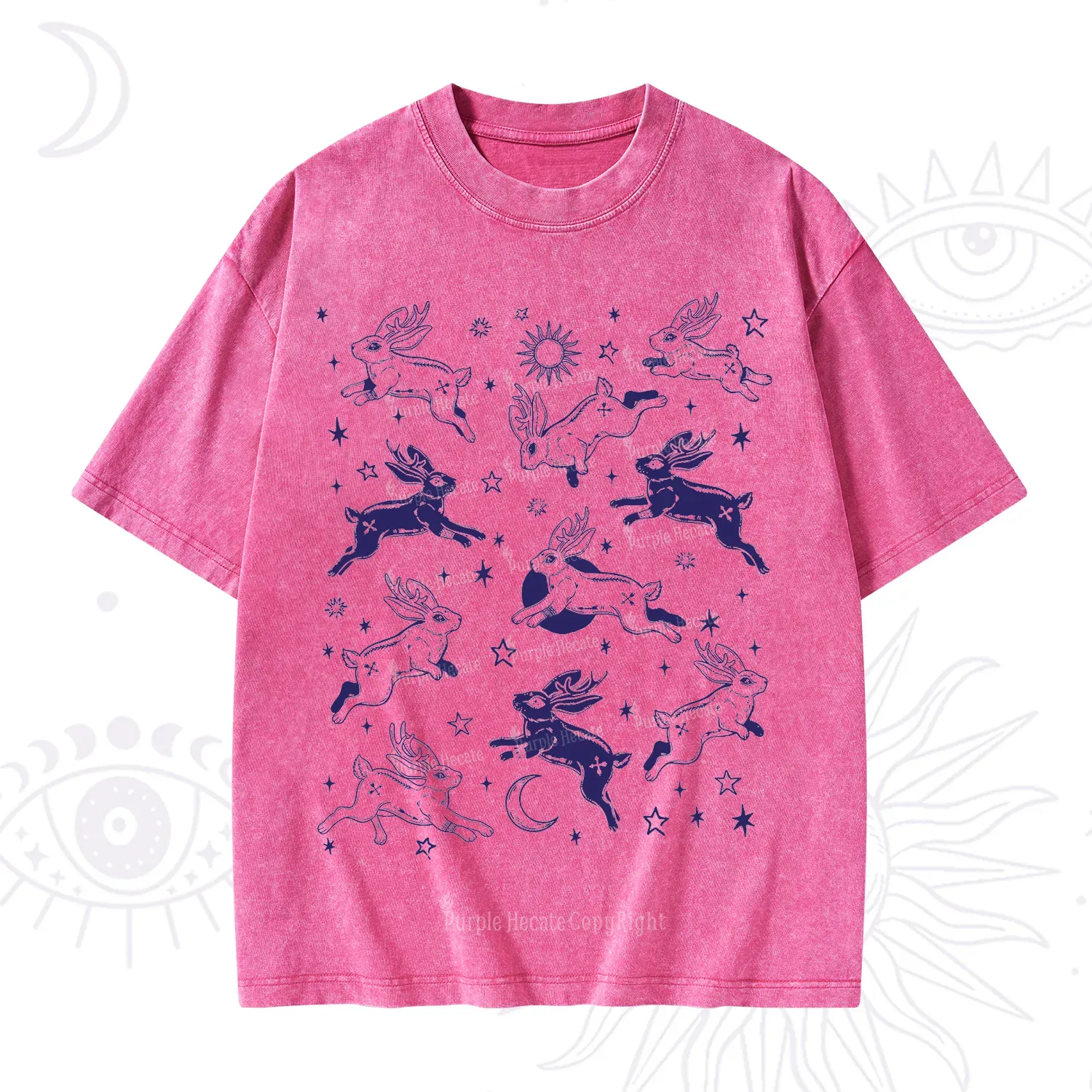 Purplehecate Bunnies in Space Washed T-Shirt