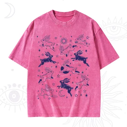 Purplehecate Bunnies in Space Washed T-Shirt
