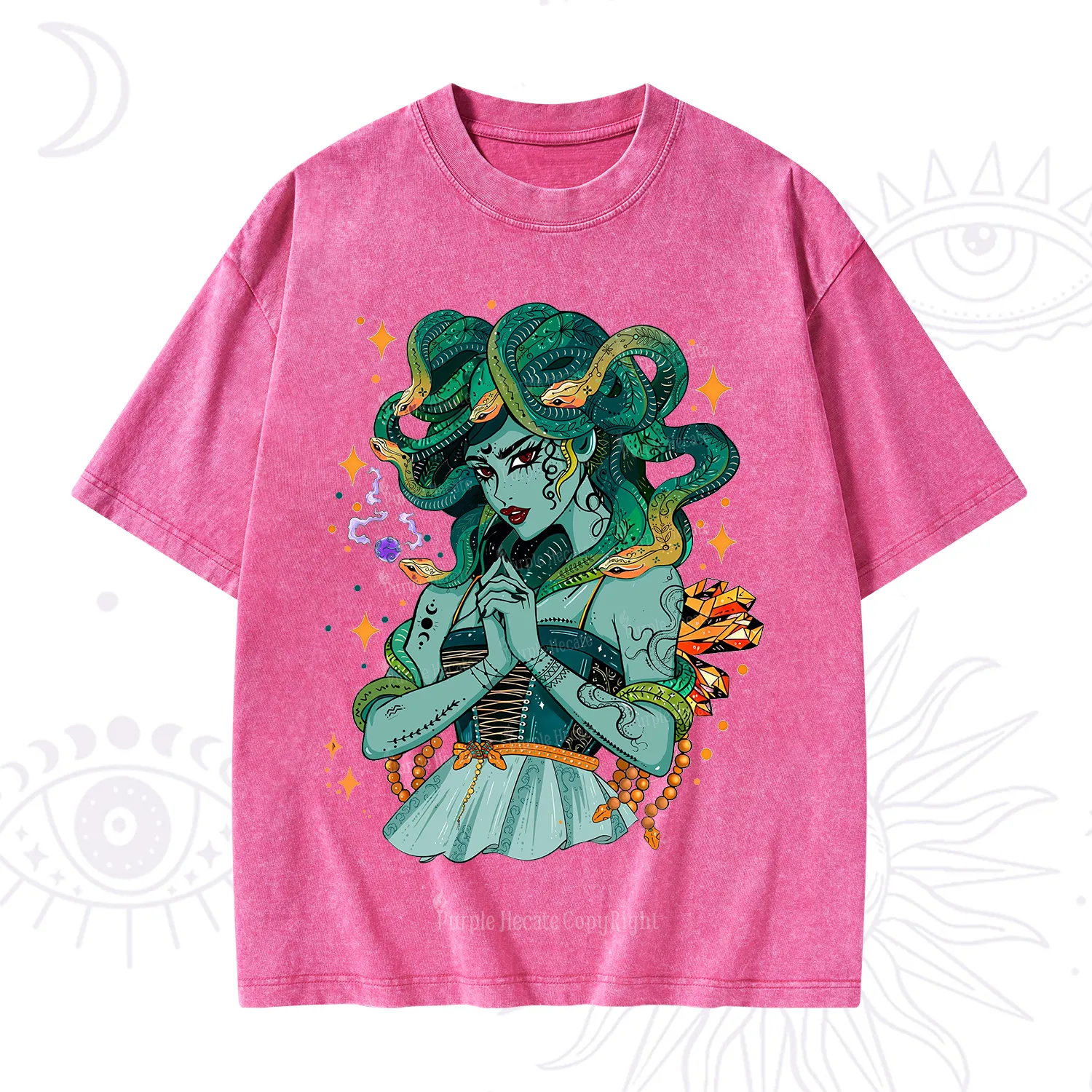 Purplehecate The Gorgon Medusa Washed T-Shirt