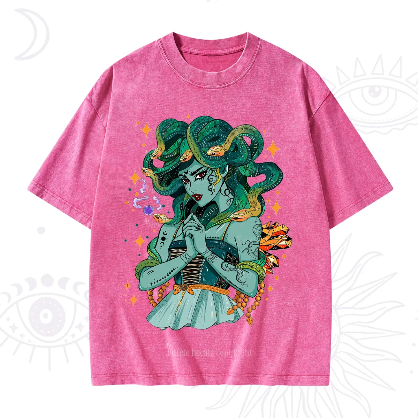 Purplehecate The Gorgon Medusa Washed T-Shirt