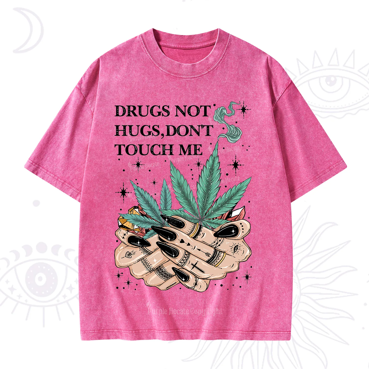 Purplehecate Drugs Not Hugs Washed T-Shirt