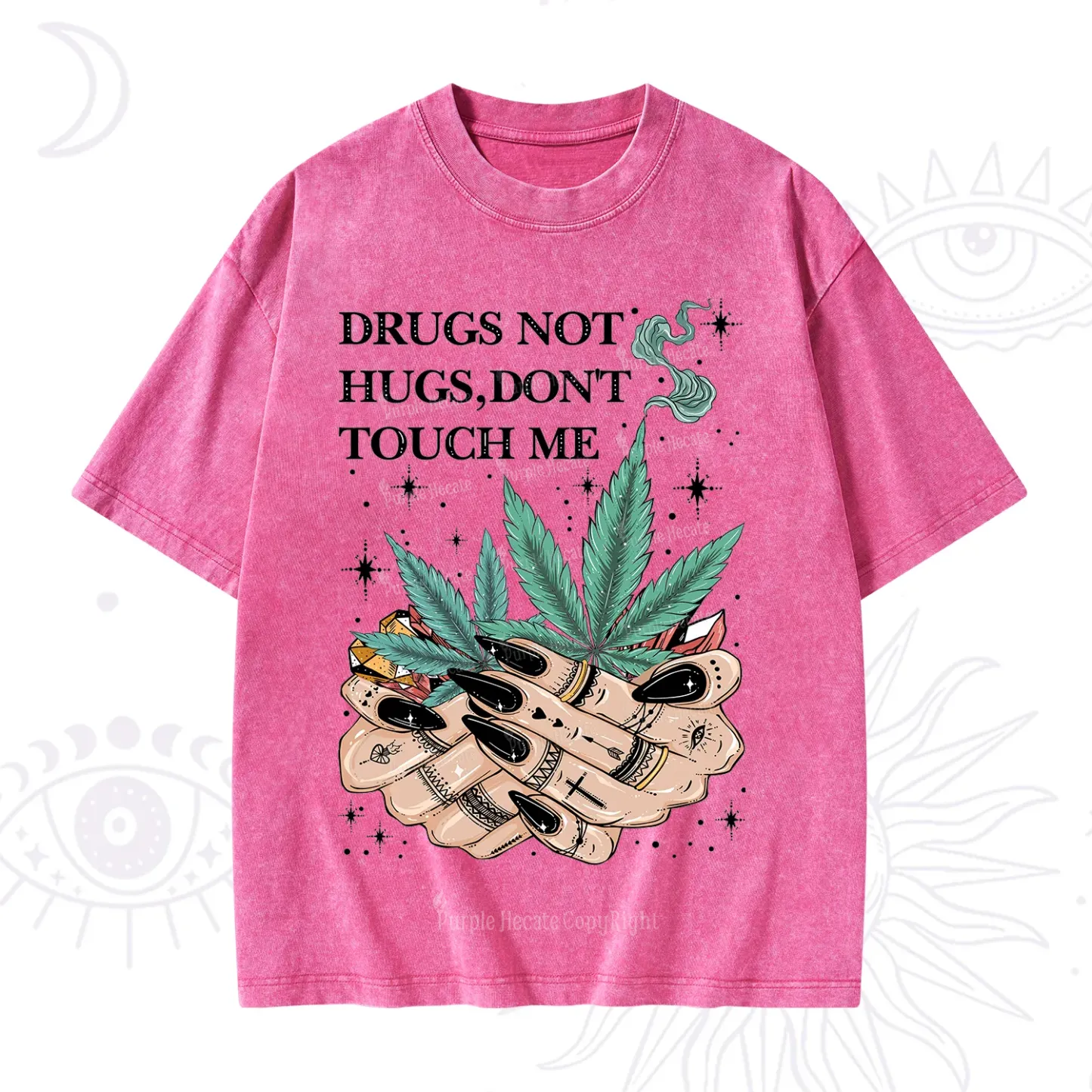 Purplehecate Drugs Not Hugs Washed T-Shirt