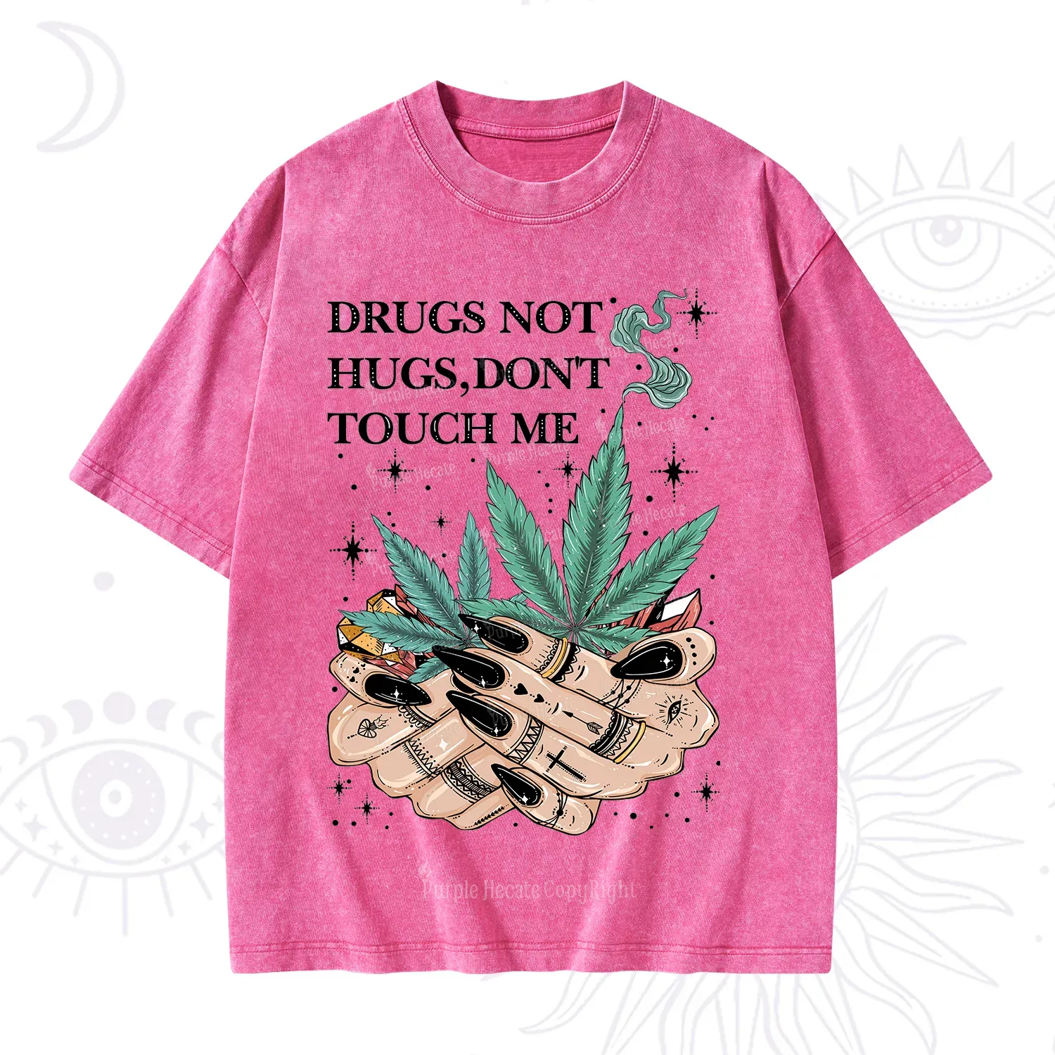 Purplehecate Drugs Not Hugs Washed T-Shirt