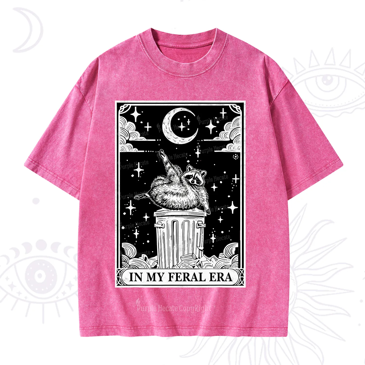 Purplehecate In My Feral Era Raccoon Tarot Washed T-Shirt
