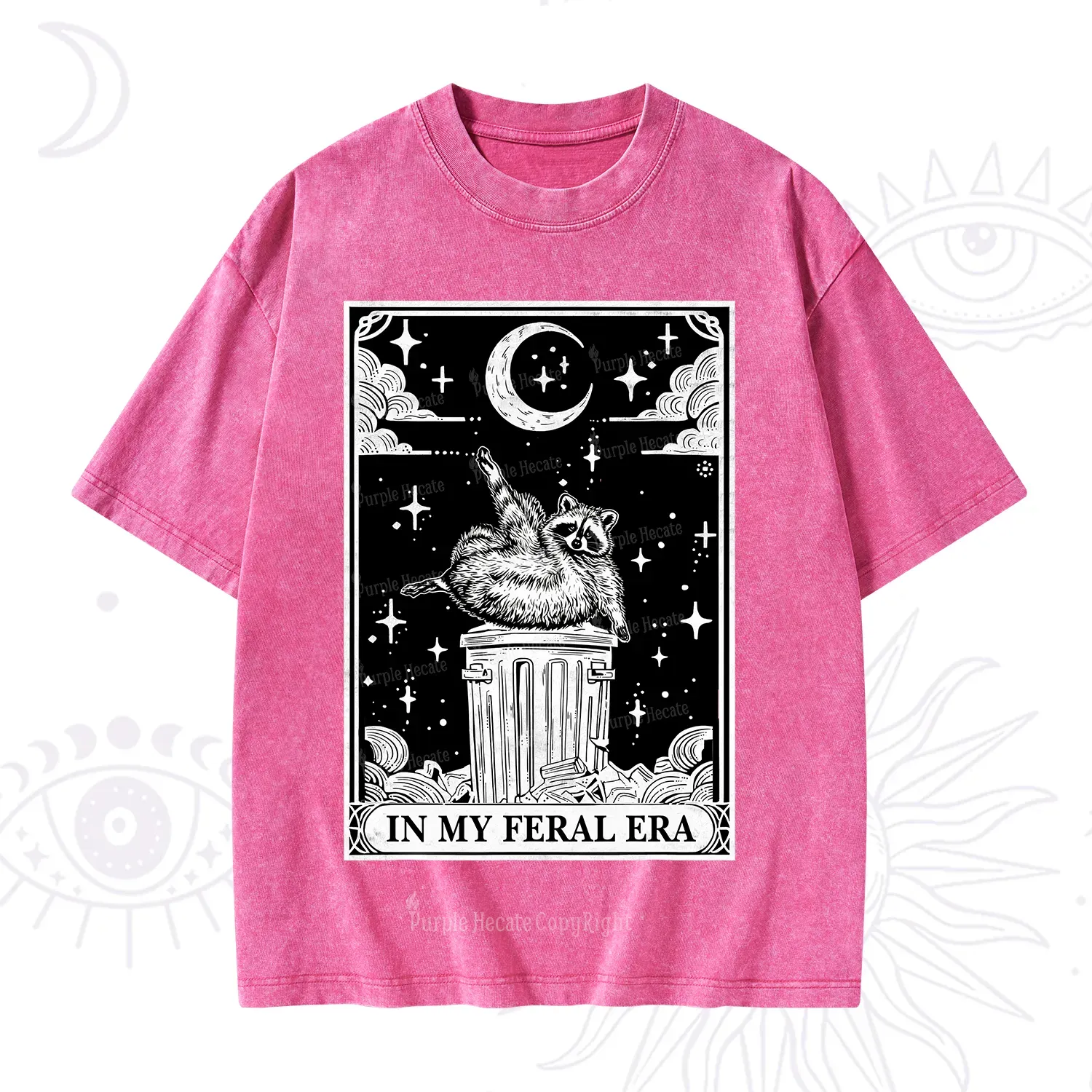 Purplehecate In My Feral Era Raccoon Tarot Washed T-Shirt