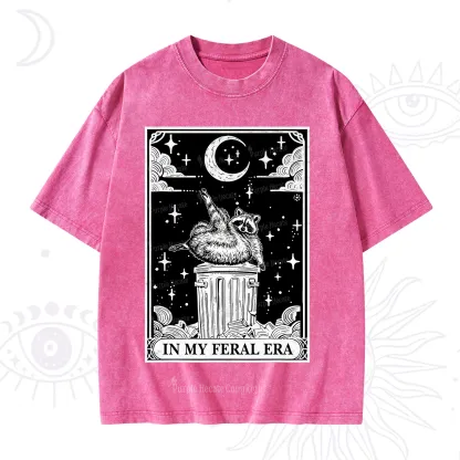 Purplehecate In My Feral Era Raccoon Tarot Washed T-Shirt