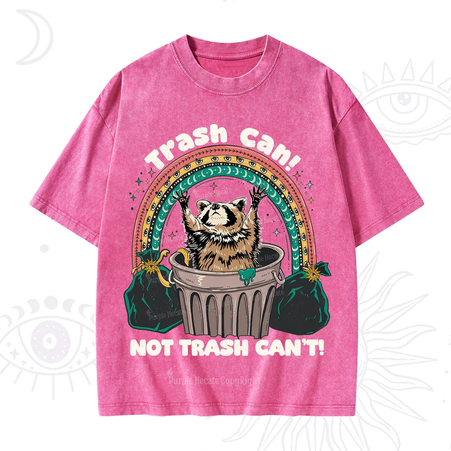 Purplehecate Trash Can Not Trash Can't Raccoon Washed T-Shirt