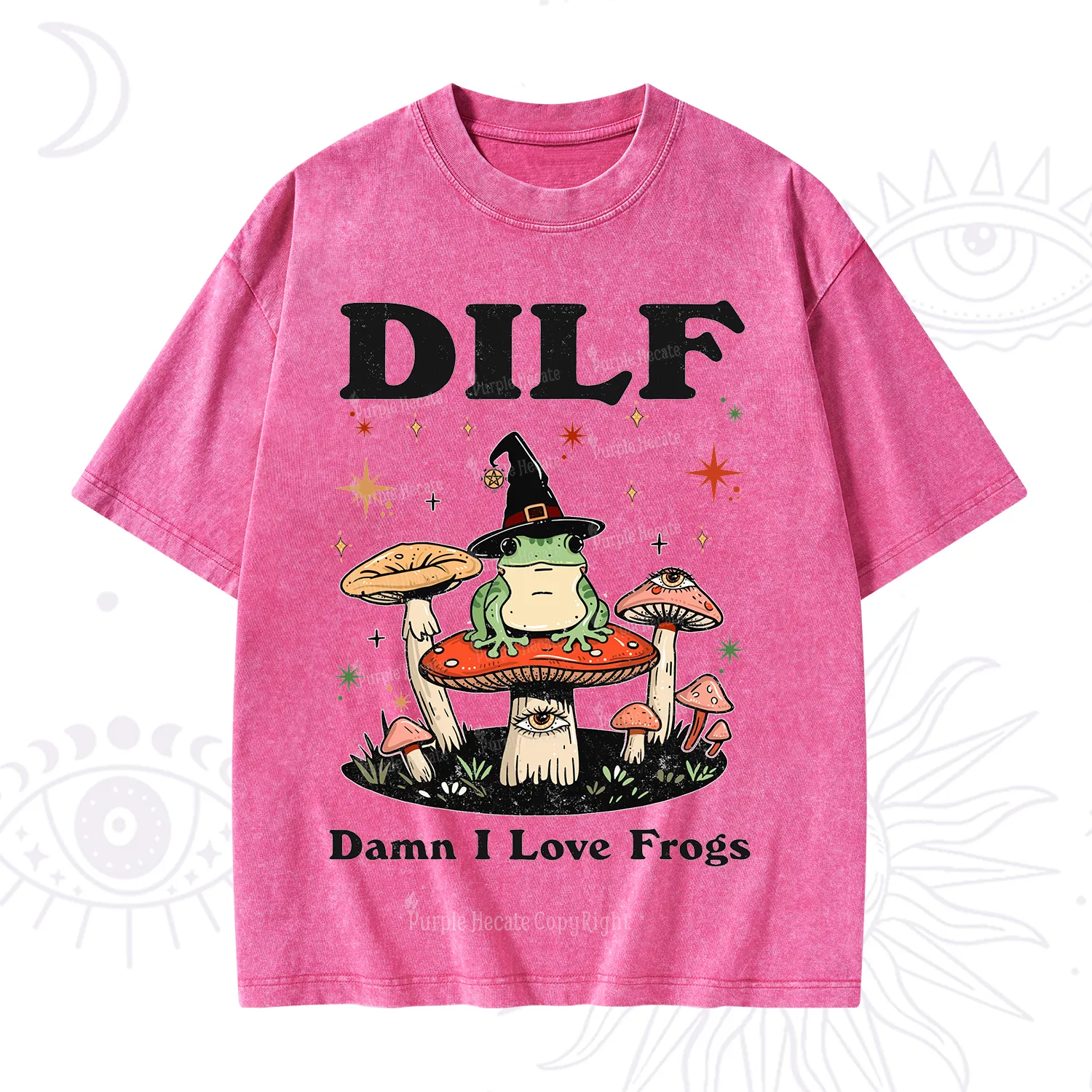 Purplehecate Dilf Damn I Love Frogs Washed T-Shirt