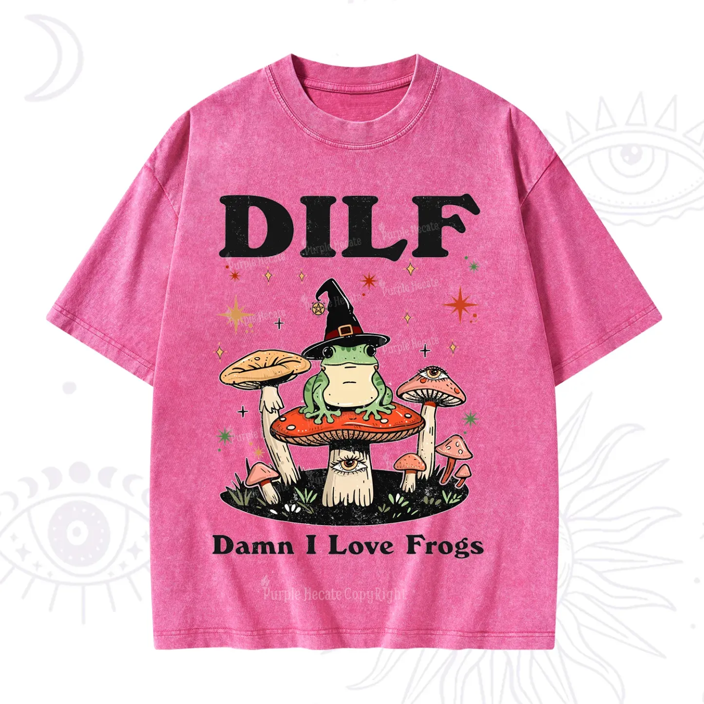 Purplehecate Dilf Damn I Love Frogs Washed T-Shirt