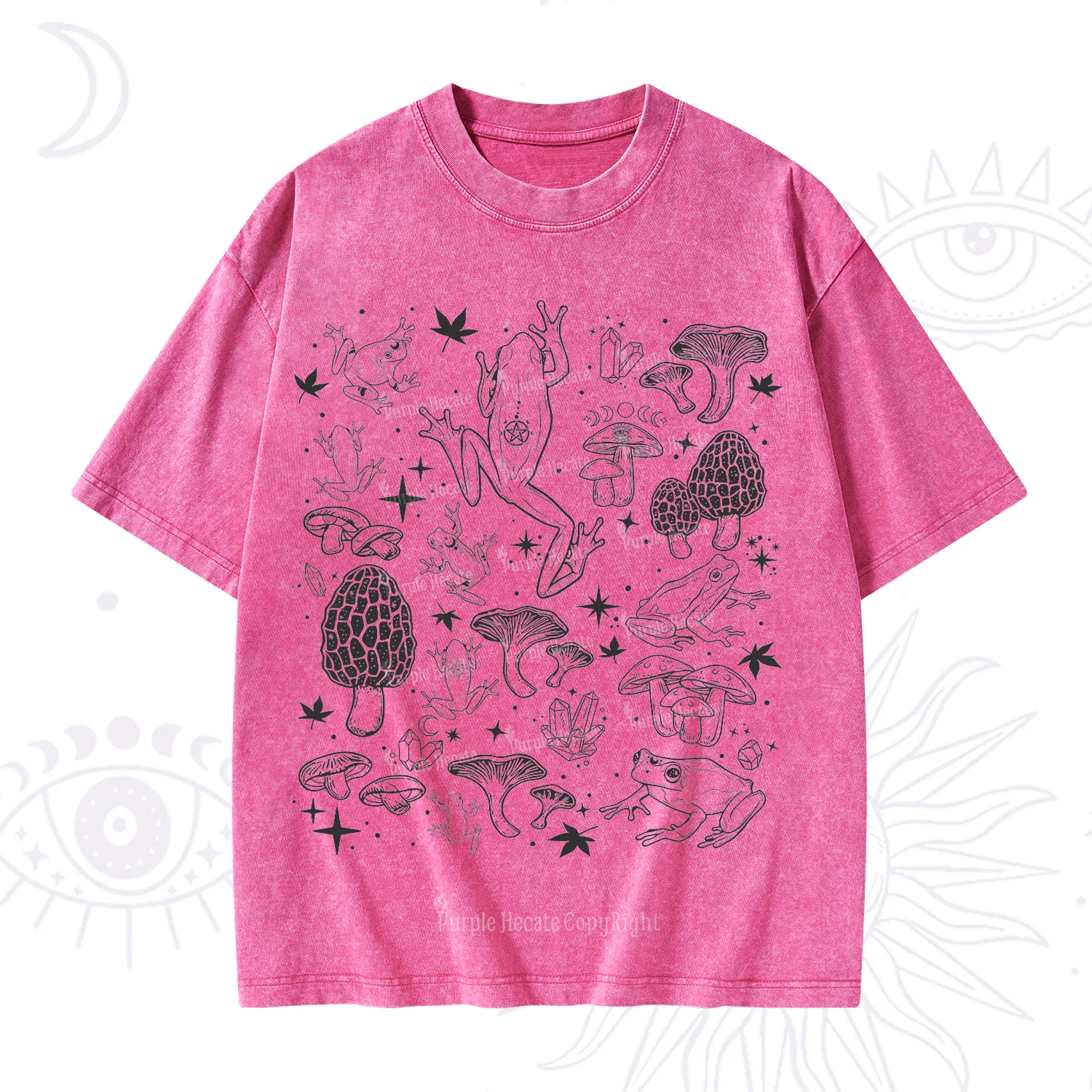 Purplehecate Frog and Mushroom Washed T-Shirt