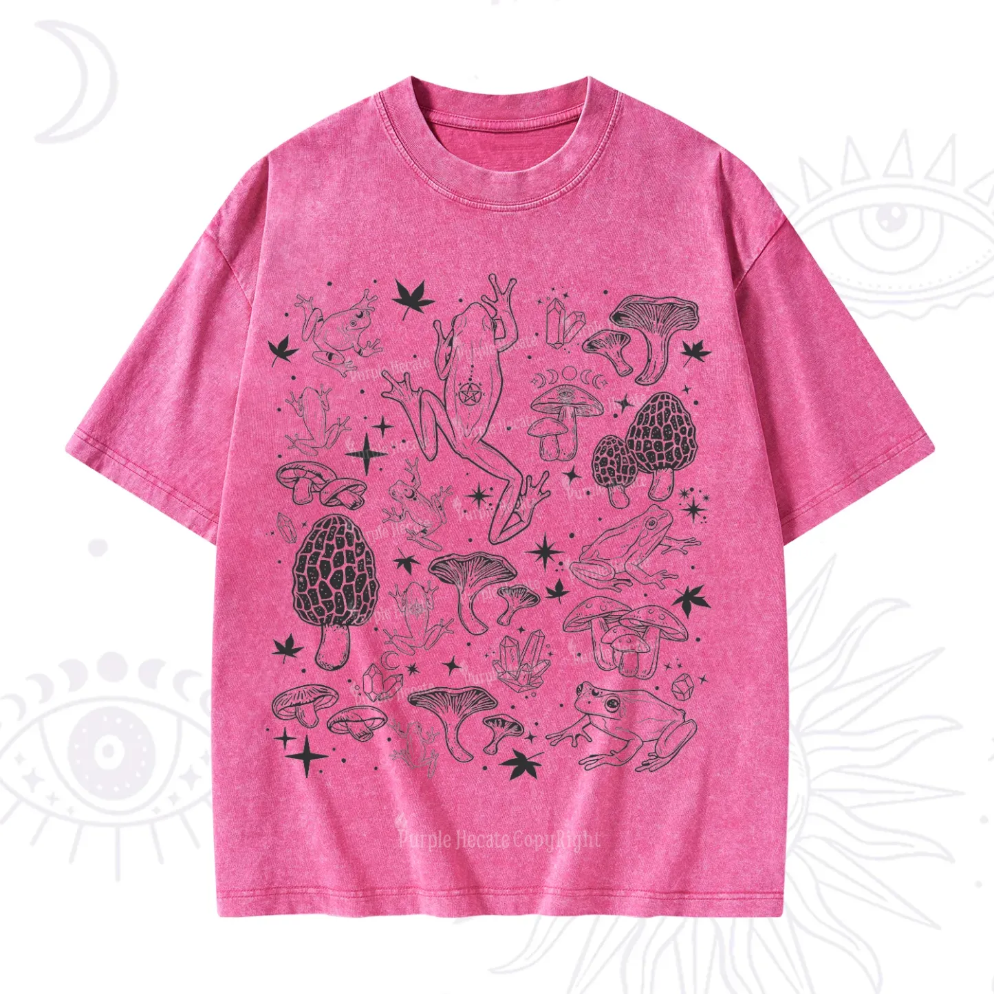 Purplehecate Frog and Mushroom Washed T-Shirt