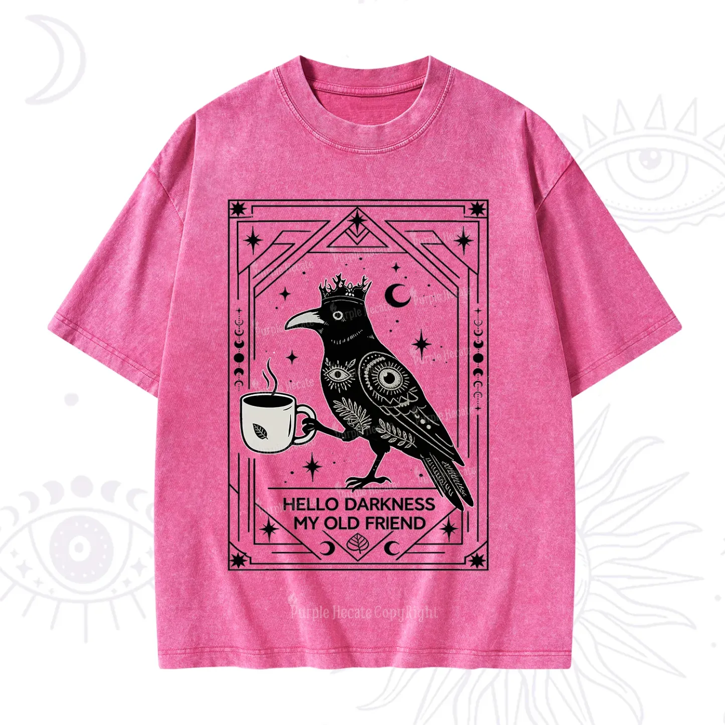Purplehecate Hello Darkness My Old Friend Crow Washed T-Shirt