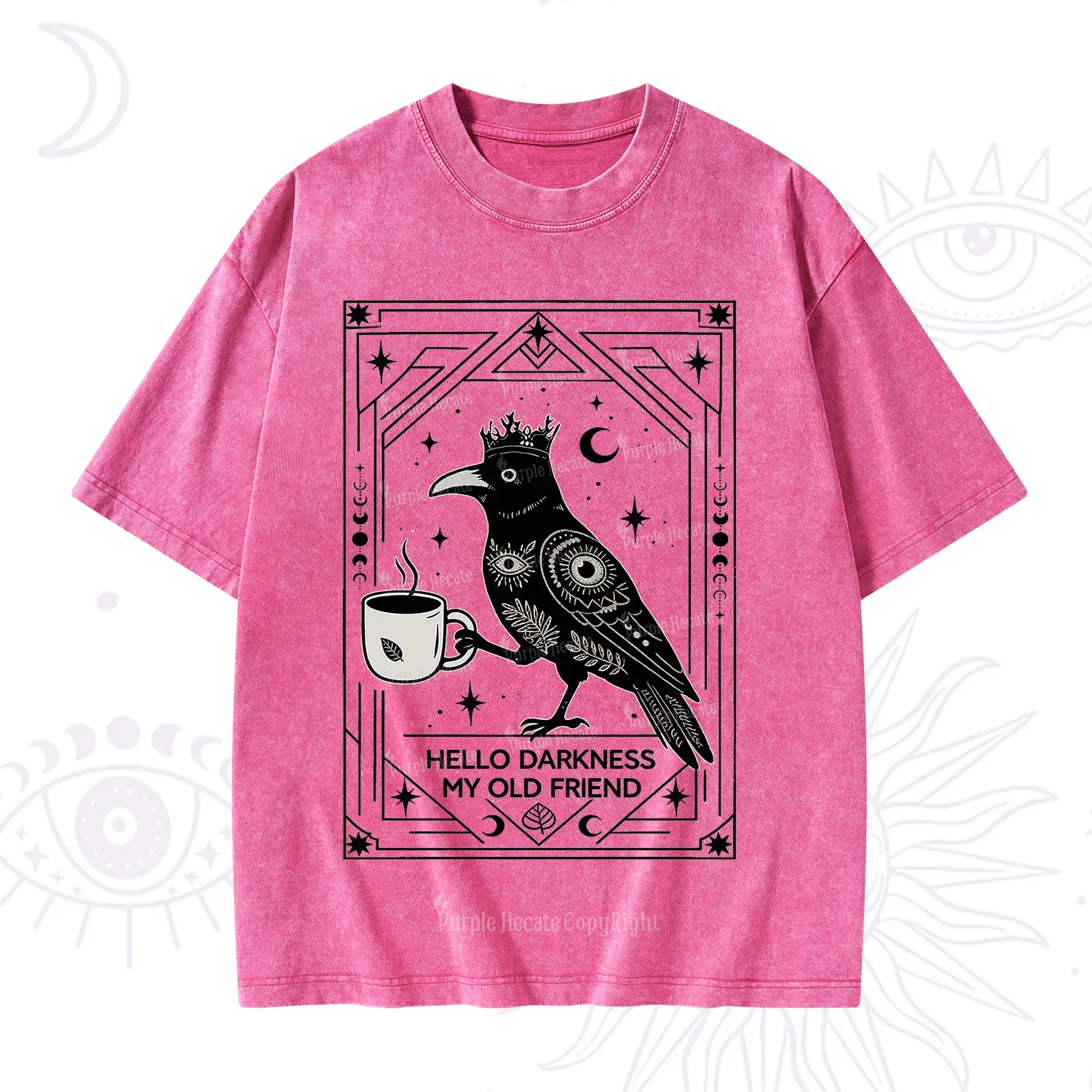 Purplehecate Hello Darkness My Old Friend Crow Washed T-Shirt