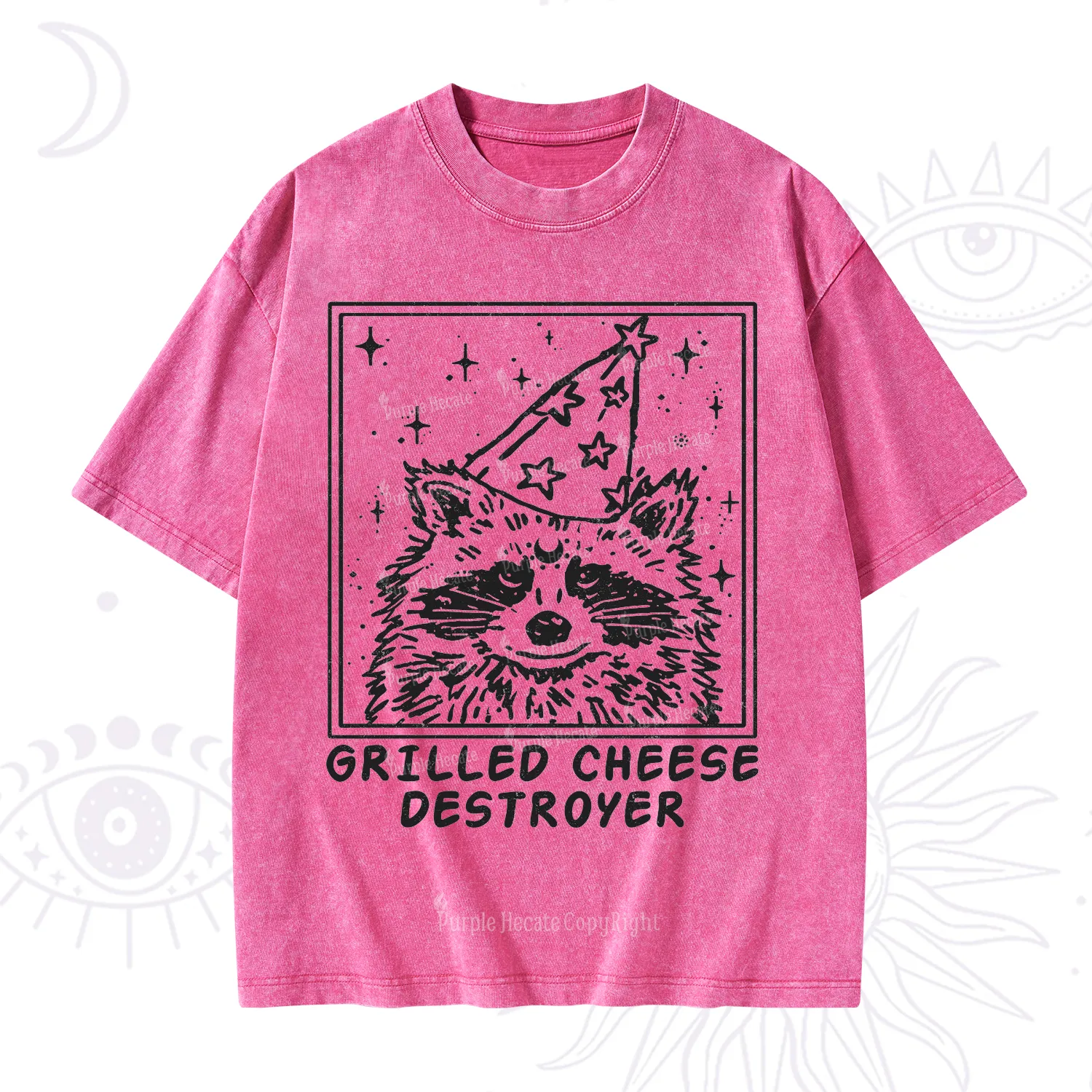 Purplehecate Grilled Cheese Destroyer Raccoon Washed T-Shirt