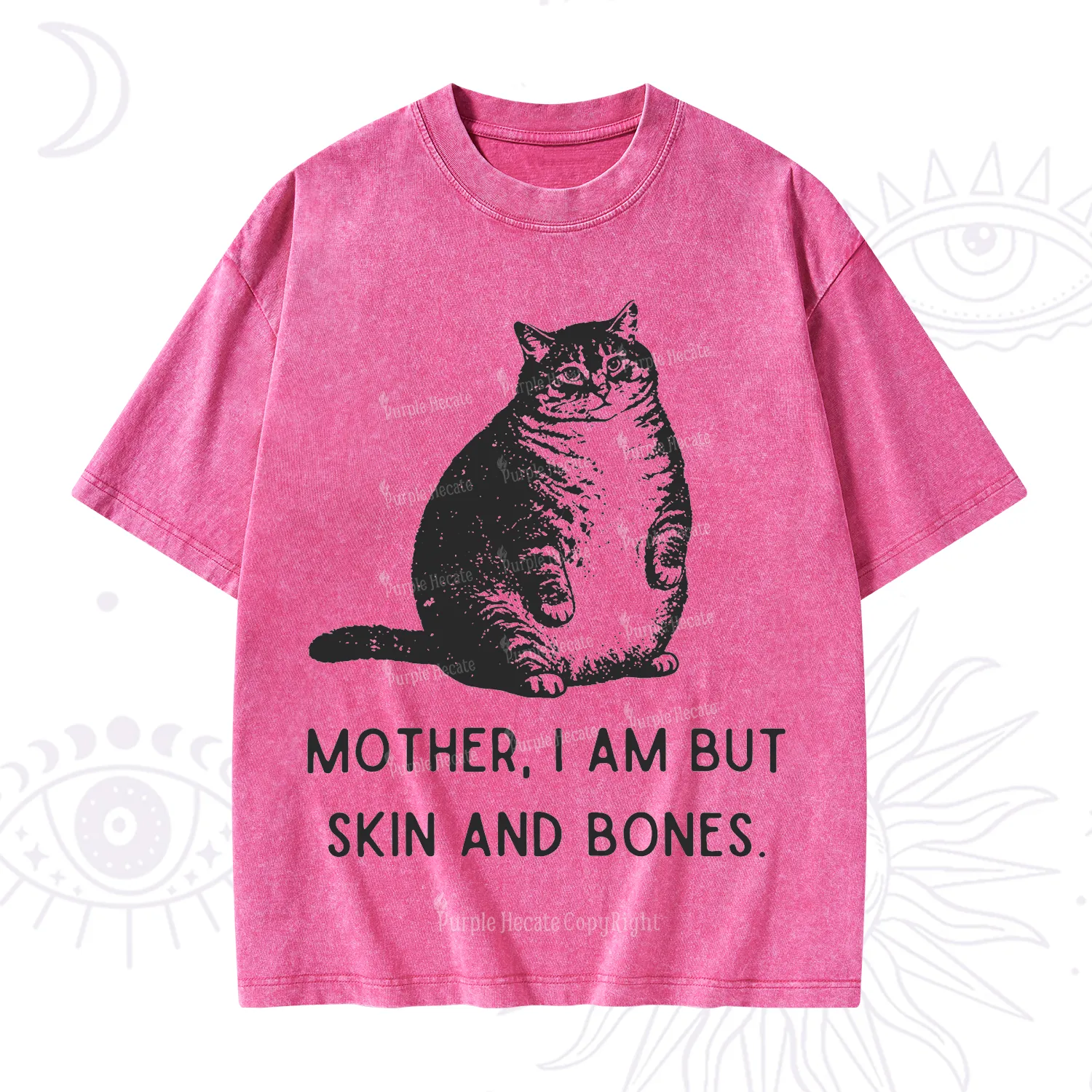 Purplehecate Cat Mother I Am But Skin And Bones Washed T-Shirt