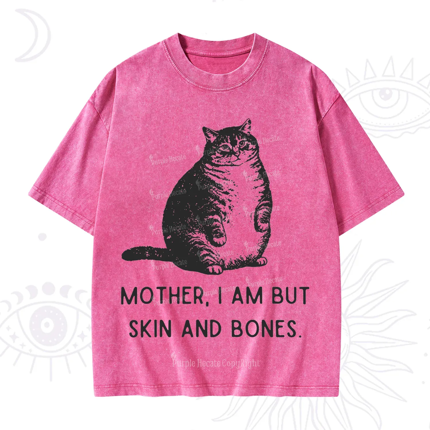 Purplehecate Cat Mother I Am But Skin And Bones Washed T-Shirt