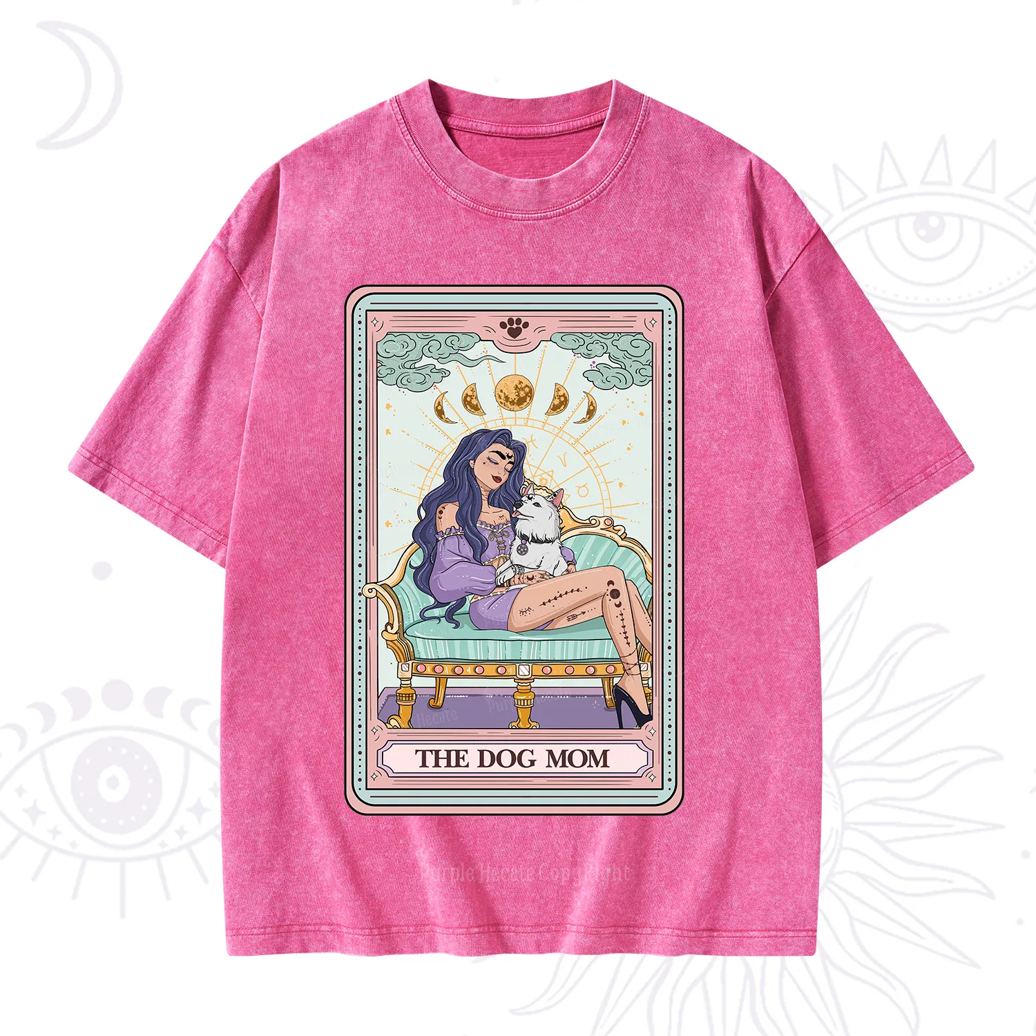 Purplehecate The Dog Mom Tarot Card Washed T-Shirt