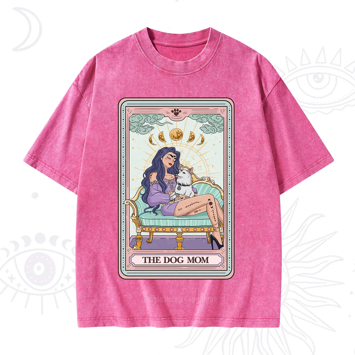 Purplehecate The Dog Mom Tarot Card Washed T-Shirt