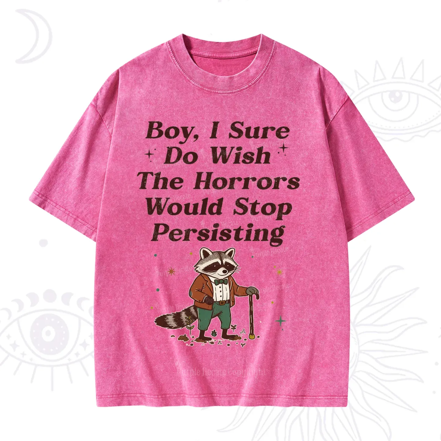 Purplehecate Raccoon Boy I Sure Do Wish The Horrors Would Stop Persisting Washed T-Shirt