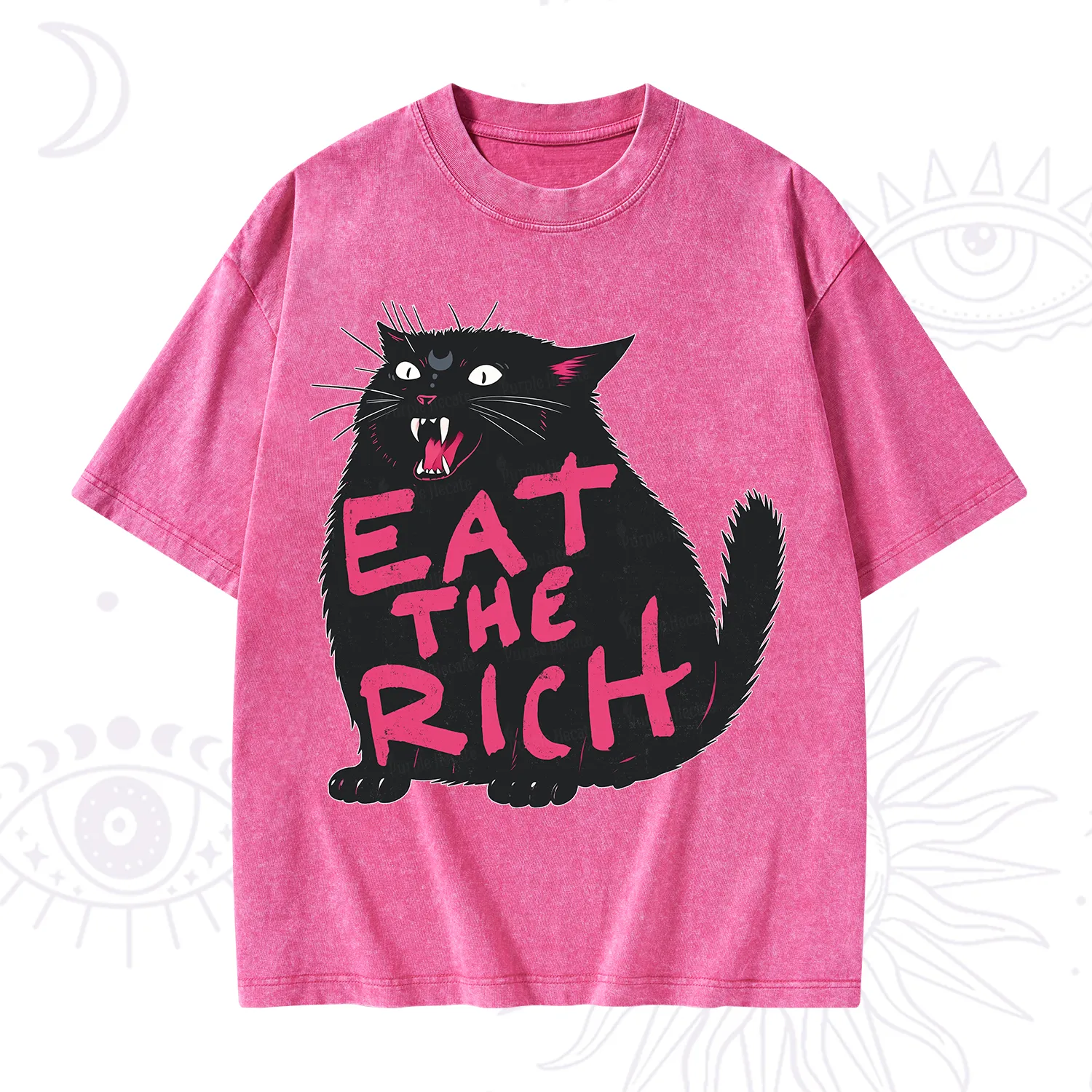 Purplehecate Eat The Rich Cat Washed T-Shirt