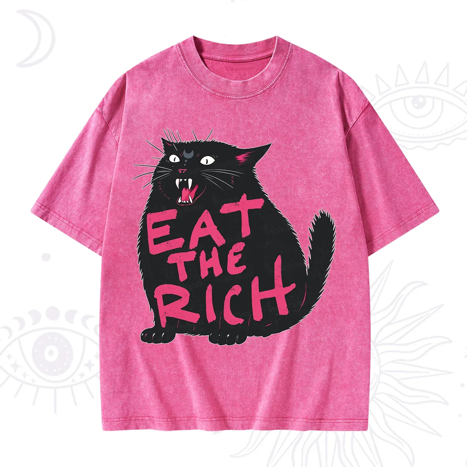 Purplehecate Eat The Rich Cat Washed T-Shirt