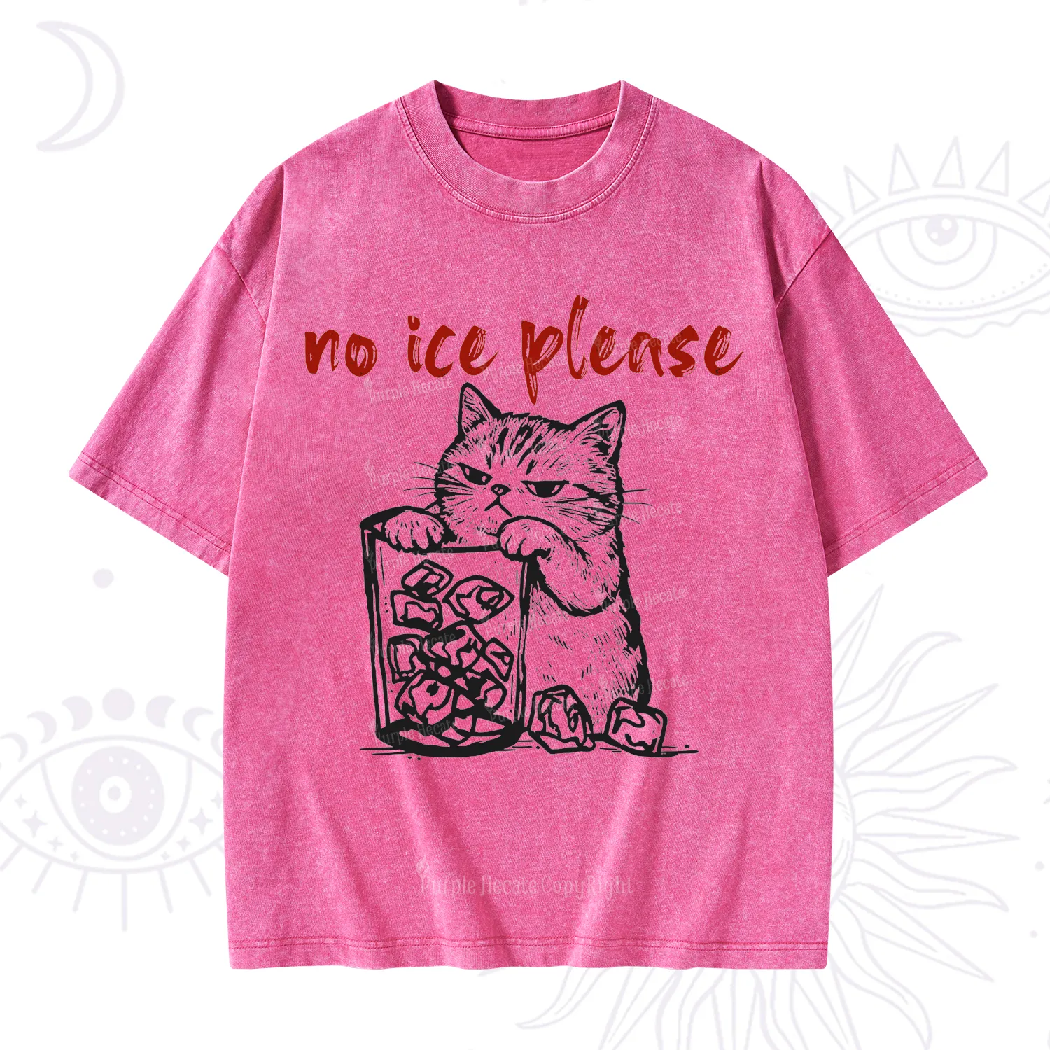Purplehecate No Ice Please Cat Washed T-Shirt