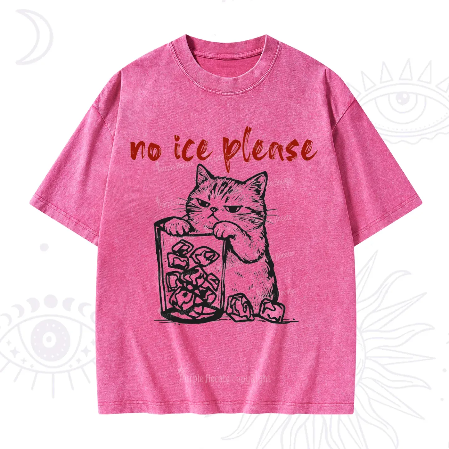 Purplehecate No Ice Please Cat Washed T-Shirt