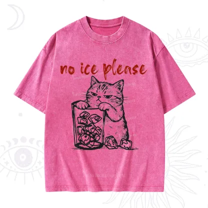 Purplehecate No Ice Please Cat Washed T-Shirt