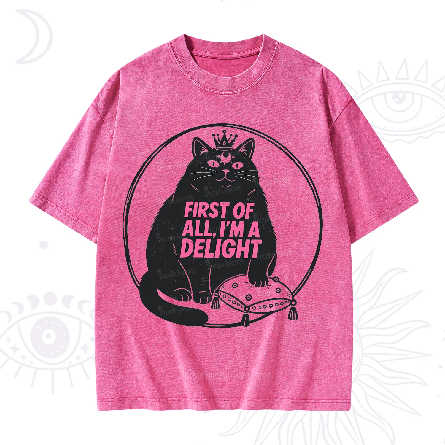 Purplehecate Black Cat First Of All I'm A Delight Washed T-Shirt