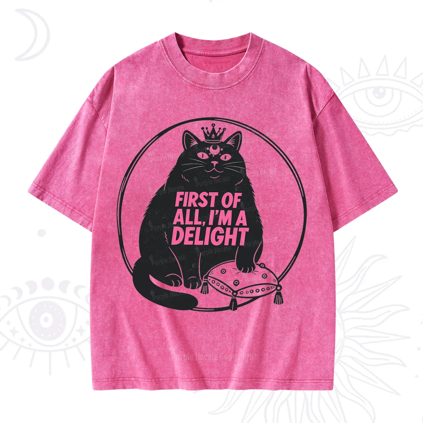 Purplehecate Black Cat First Of All I'm A Delight Washed T-Shirt