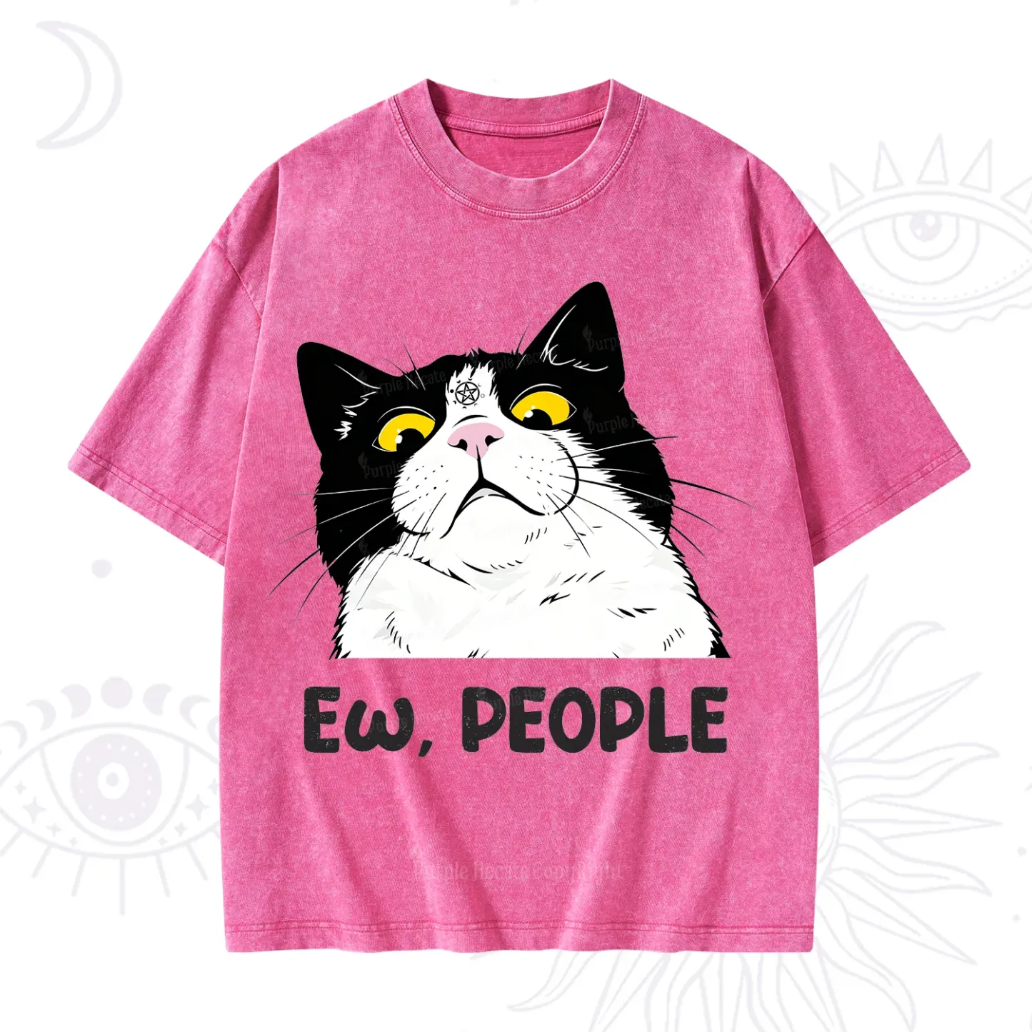 Purplehecate Ew People Cat Washed T-Shirt