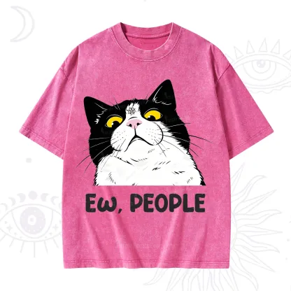Purplehecate Ew People Cat Washed T-Shirt