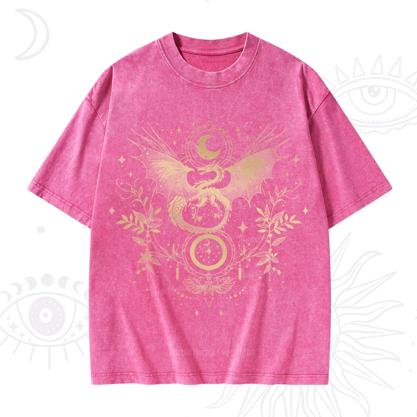 Purplehecate Celestial Dragon Moon Phase Washed T-Shirt