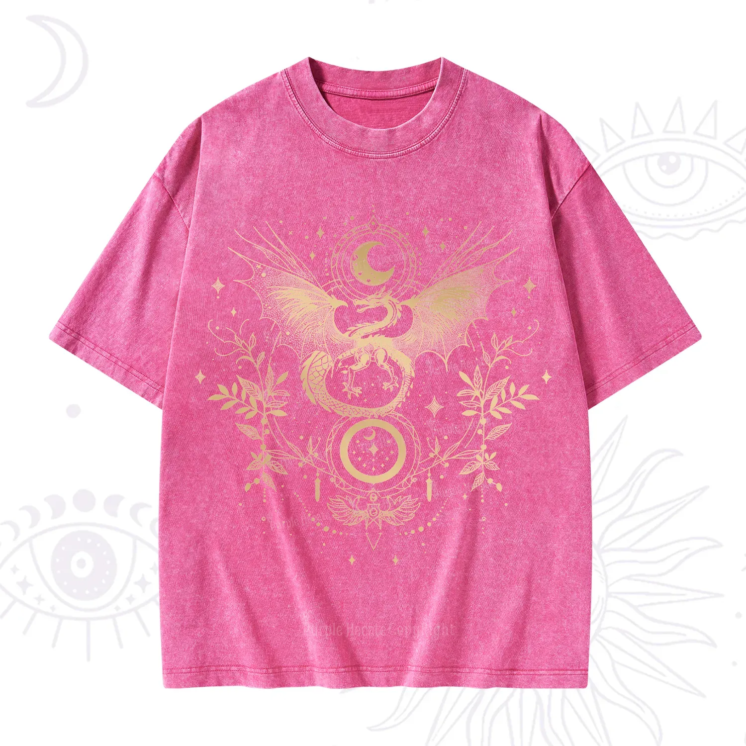 Purplehecate Celestial Dragon Moon Phase Washed T-Shirt
