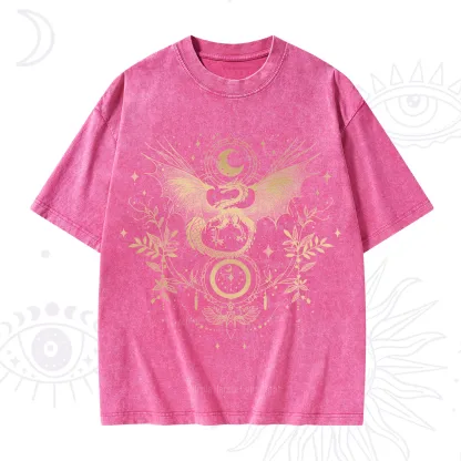 Purplehecate Celestial Dragon Moon Phase Washed T-Shirt